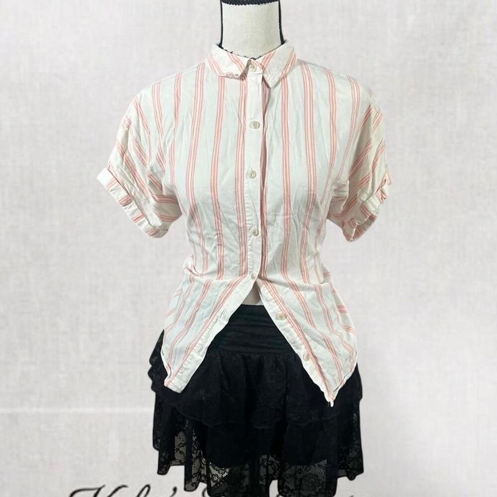 Universal Thread Babydoll Coquette Pinstripe Button Up Top